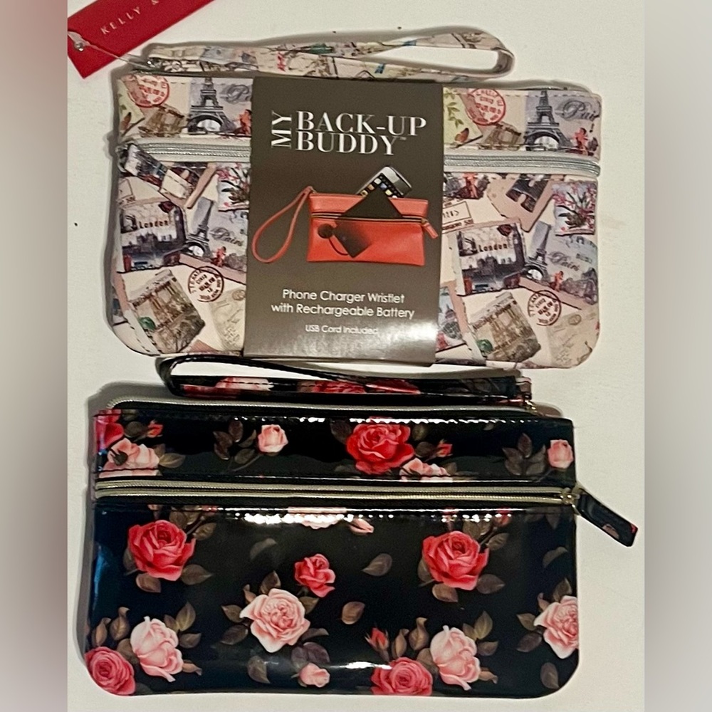 2-Kelly & Katie Women’s My Back Up Buddy Wristlet and Phone Charger Paris/roses